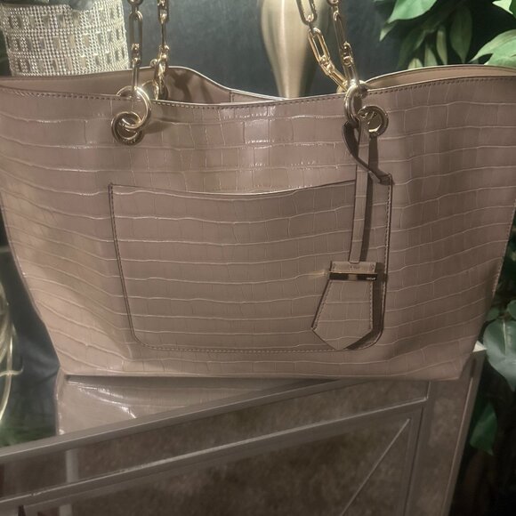 DKNY Ladies Tan Croc Embossed Shoulder Bag - Picture 4 of 5